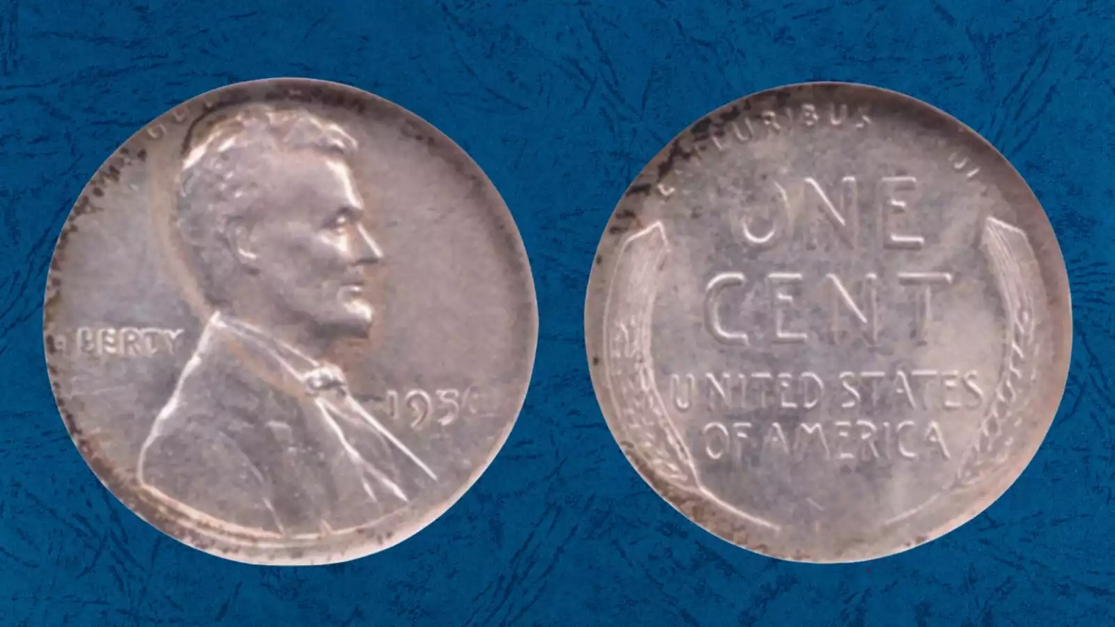 1956 wheat penny wrong planchet error — cent design struck on dime planchet showing size and color difference